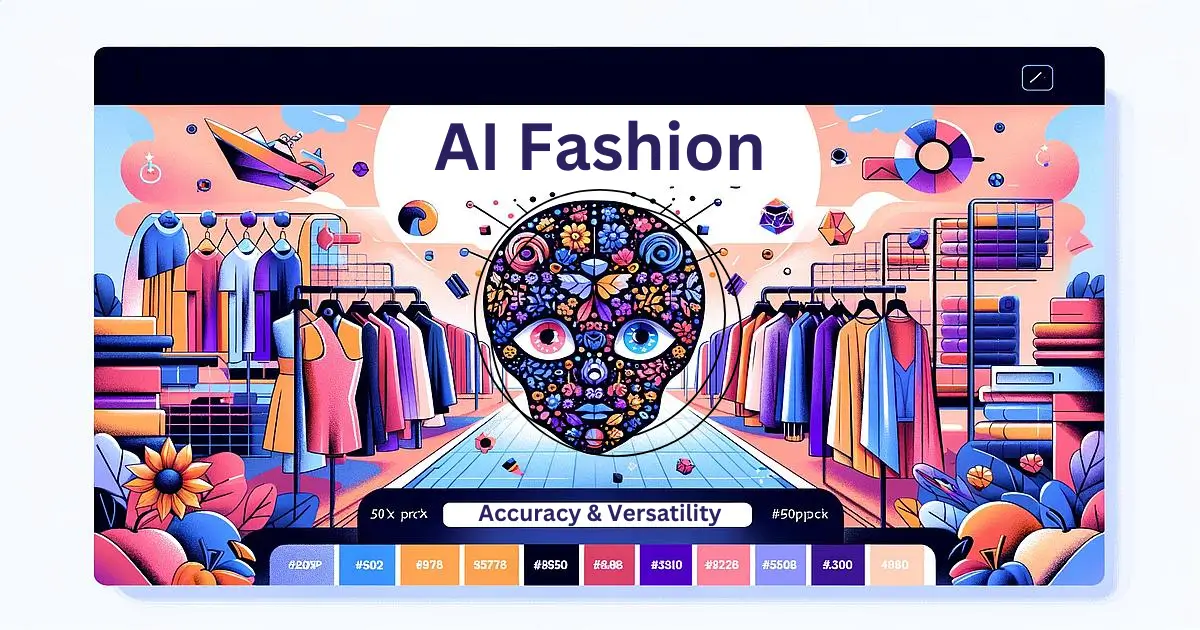 An image showcasing AI-powered fashion tools, depicting trendy styles and personalised fashion experiences set against a stylish and modern background.